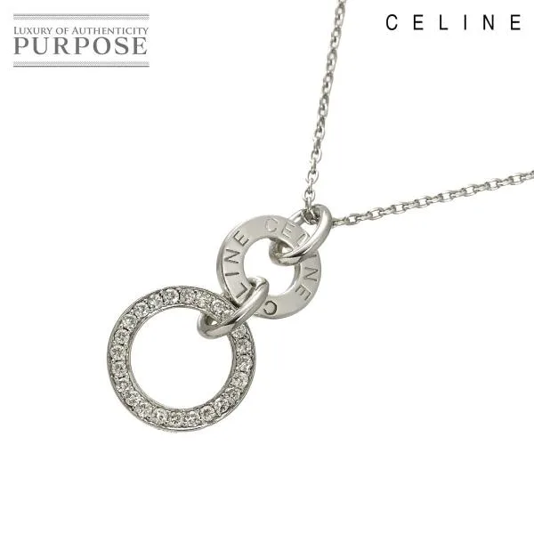 セリーヌ CELINE ダイヤ ネックレス 42cm K18 WG ホワイトゴールド 750 Diamond Necklace 90337217