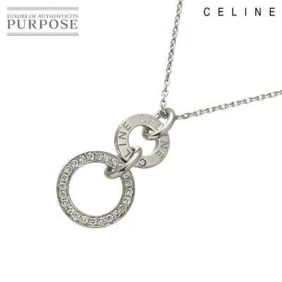 セリーヌ CELINE ダイヤ ネックレス 42cm K18 WG ホワイトゴールド 750 Diamond Necklace 90337217