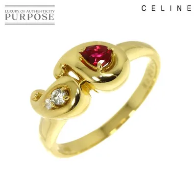 セリーヌ CELINE 12号 リング ルビー 0.20ct ダイヤ 0.05ct K18 YG イエローゴールド 750 指輪 Ruby Ring 90339263