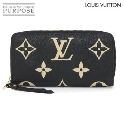 LOUIS VUITTON Bicolor Monogram Empreinte Zippy Wallet Long Wallet Leather สีดำ M80481 90340033 สภาพดี