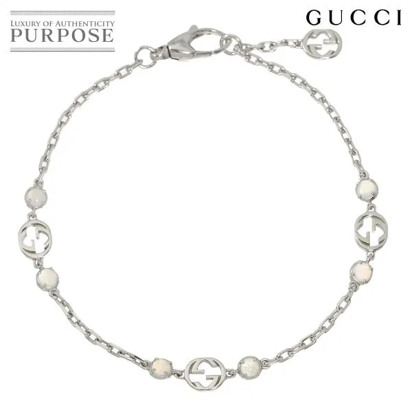 GUCCI Interlocking G Opal #16 Bracelet K18 WG White Gold 750 Bracelet 90340820