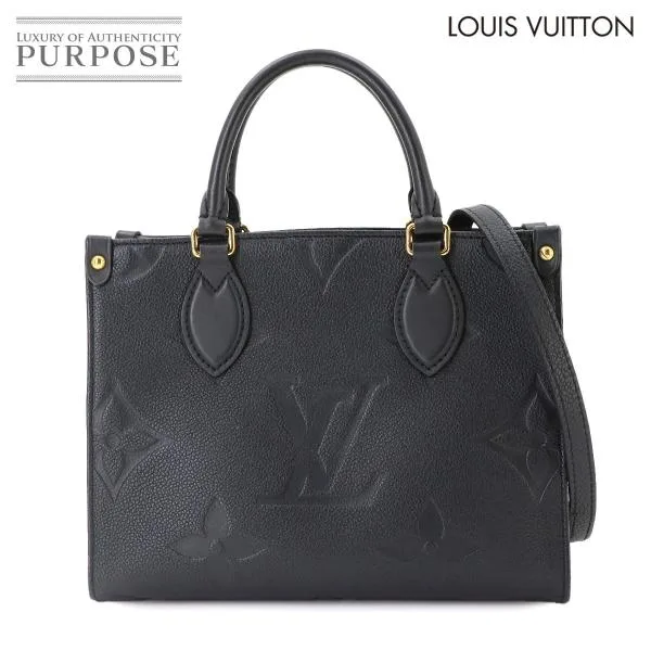 Like ใหม่ LOUIS VUITTON Monogram Empreinte On the Go PM 2way Tote Shoulder Bag Noir M45653 90341350