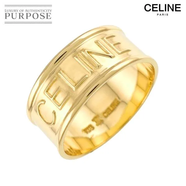 セリーヌ CELINE ロゴ 11号 リング K18 YG イエローゴールド 750 指輪 Ring 90343159