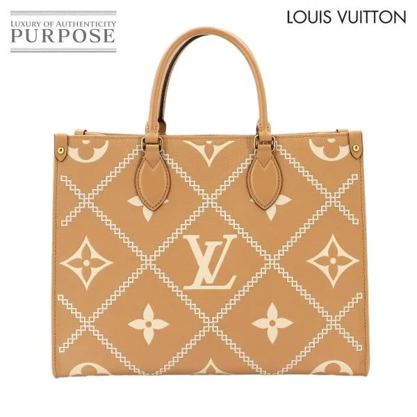 Unused Exhibit On the Go MM LOUIS VUITTON Bicolor Monogram Empreinte 2way Tote กระเป๋าสะพาย 90343167