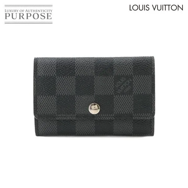 美品 ルイ ヴィトン LOUIS VUITTON ダミエ グラフィット ミュルティクレ 6 6連 キーケース N62662 シルバー 金具 90343595