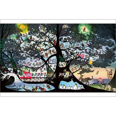 Jigsaw Puzzle 1000 Piece Joy of Living 2011 Seiji Fujishiro Made in Japan Apple One Respect for the Aged Day 1000-830