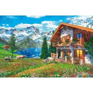 ジグソーパズル 1000ピース 花咲くアルプスの家 風景画 アップルワン 敬老の日 1000-920