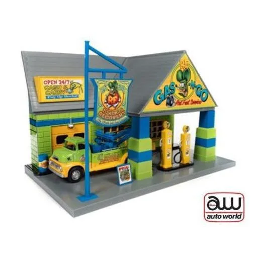 1/48 Rat Fink サービスガレージ ジオラマ & 1/32 Rat Fink レッカー車付 Auto World