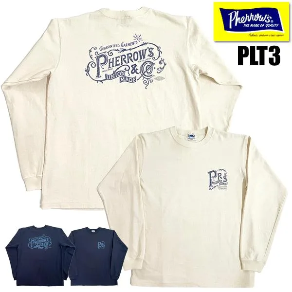 フェローズ Pherrow's ロンT 26W-PLT3 Tシャツ 長袖 ロゴ かすれ プリント 肉厚 クルー アメカジ メンズ 2026年 新作 正規品