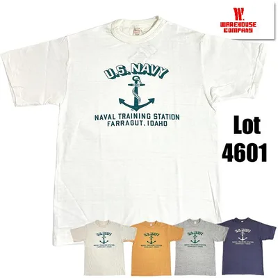 ウエアハウス WAREHOUSE Tシャツ Lot 4601 U.S.NAVY 半袖 錨 アンカー 未洗い アメカジ メンズ 正規品