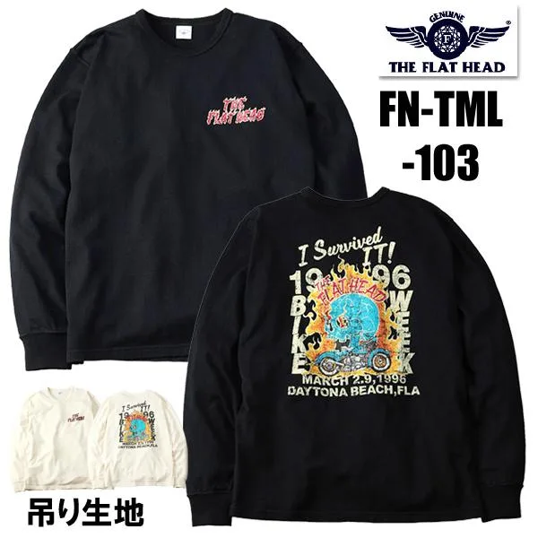 フラットヘッド THE FLAT HEAD Tシャツ FN-TML-103 ロンT 3本針の1本外し 長袖 プリント アメカジ バイカー メンズ モーターサイクル 綿 2025年 新作