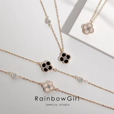 ネックレス レディース ブレスレット 四つ葉のクローバー 貝 ピンクゴールド 誕生日プレゼント 母の日 ジュエリー 女性 彼女 嫁 娘 人気 お祝い