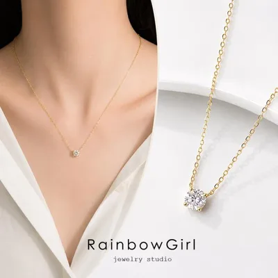 ネックレス レディース 一粒 CZダイヤ 0.8ct 定番 シンプル シルバー925 14k加工 ゴールド 40代 50代 女性 誕生日プレゼント 母の日 ギフト 人気