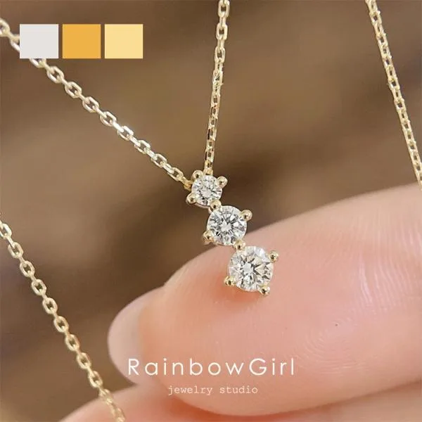 ネックレス レディース 3連 3石 ダイヤモンドCZ アレルギー対応 シンプル 上品 シルバー925 プラチナ仕上げ 女性 人気 誕生日プレゼント 母の日 ギフト