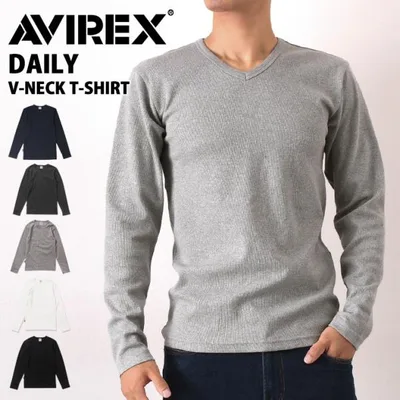 アビレックス AVIREX Tシャツ Vネック 長袖 メンズ アヴィレックス ブランド インナー トップス おしゃれ かっこいい 無地 厚手 ロンT ピタT