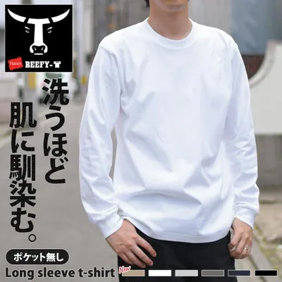 ヘインズ Hanes 綿100% Tシャツ 長袖 クルーネック メンズ レディース BEEFY-T ビーフィー ブランド H5186 HM4-D001 トップス おしゃれ 綿 インナー