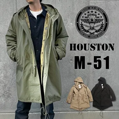 モッズコート メンズ M-51 パーカ HOUSTON ヒューストン ミリタリー コート アウター ジャケット 大きいサイズ ブランド 青島コート 冬 30代 40代