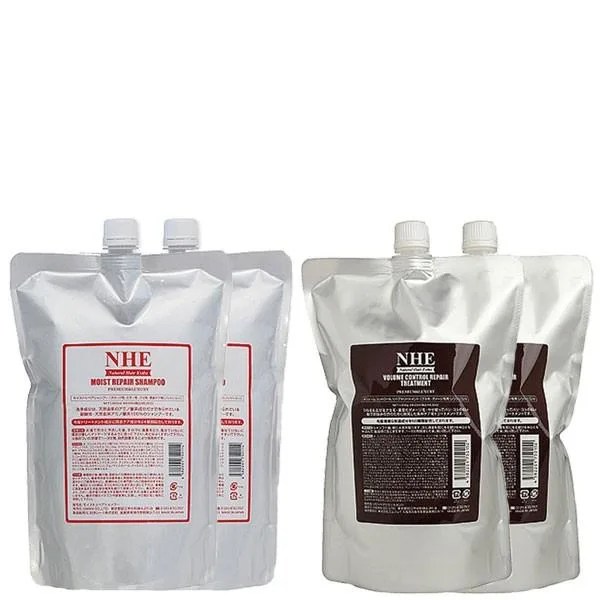 NHE モイストリペアシャンプー 1000mL 2袋 ボリュームコントロールリペアトリートメント 1000g 2袋 各詰め替え 送料無料