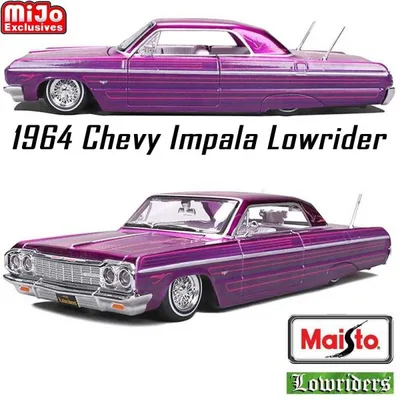 Maisto/マイスト Mijo 限定 Lowriders 1/26 ミニカー ローライダー インパラ 1964 Chevy Impala SS Lowrider (パープル)