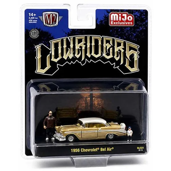 M2 Machines/エムツー Mijo 限定 Lowriders 1/64 フィギュア付 ミニカー ローライダー シボレー ベルエア 1956 Chevy Bel Air (ベージュ)