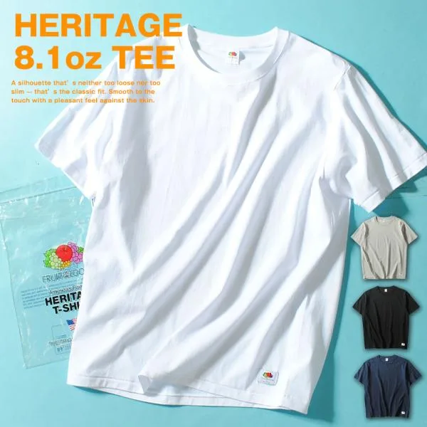 Tシャツ メンズ ヘビーウェイト 半袖 8.1oz FRUIT OF THE LOOM 無地Tシャツ フルーツオブザルーム ブランド メンズ 厚手 オシャレ 爆買