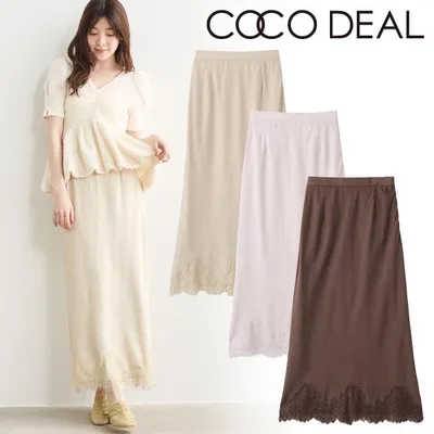 土日祝も即日発送/COCODEAL ココディール サテンナローレーススカート 76617205 キャンセル返品不可