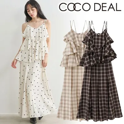 即日発送/COCODEAL ココディール ラッフルフレアキャミワンピース 76615257 2026秋冬 キャンセル返品不可