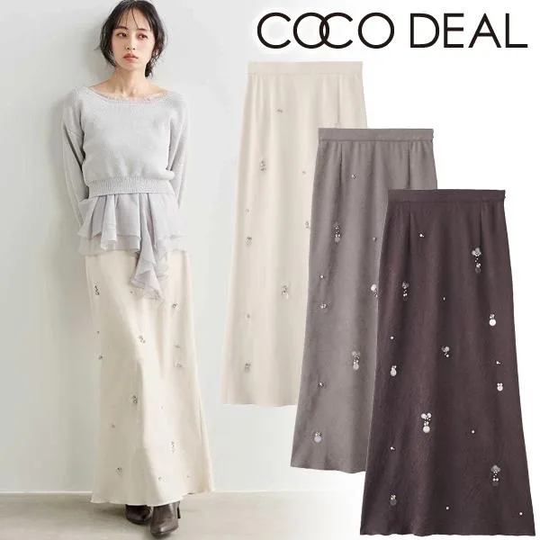 即日発送/COCODEAL ココディール ビジューナロースカート 76617291 2026秋冬 キャンセル返品不可
