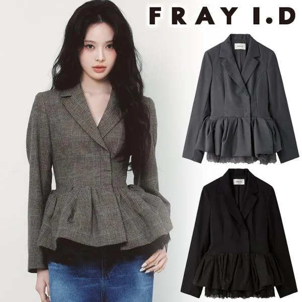 \期間限定10%OFF/即日発送/FRAY I.D フレイアイディー ペプラムレースアップジャケット FWFJ264601 2026秋冬 キャンセル返品不可