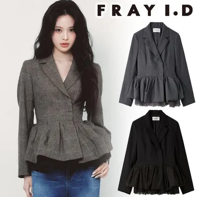 \期間限定10%OFF/即日発送/FRAY I.D フレイアイディー ペプラムレースアップジャケット FWFJ264601 2026秋冬 キャンセル返品不可