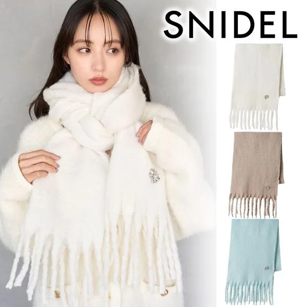 \SALE60%OFF/土日も即日発送/SNIDEL スナイデル ブローチ付きマフラー SWGG255636 2025秋冬 キャンセル返品不可