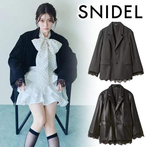 \期間限定10%OFF/土日も即日発送/SNIDEL スナイデル レースレイヤードジャケット SWFJ264209 2026秋冬 キャンセル返品不可