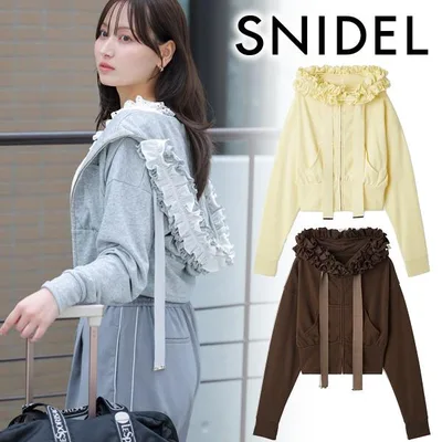 \期間限定10%OFF/土日も即日発送/SNIDEL スナイデル 【UV】フリルカットパーカー SWCT264065 2026秋冬 キャンセル返品不可