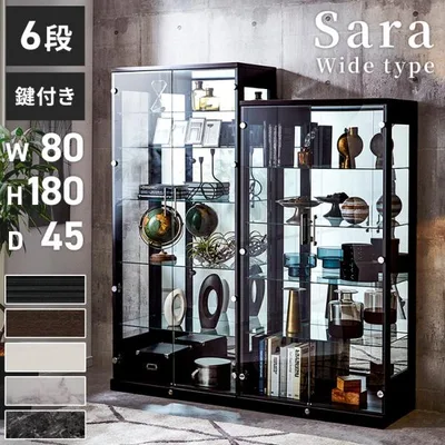 コレクションケース単品 幅80×奥行45×高さ180cm サラ80 ハイタイプ コレクションラック 深型 完成品 開梱設置無料 コレクションボード ハイタイプ 代引不可