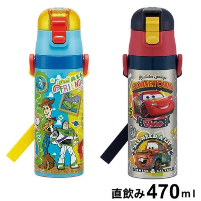 ディズニー 新柄 26年 水筒 キッズ 直飲み 470ml 保冷 ステンレスボトル ワンタッチ カーズ トイ・ストーリー SDC4 スケーター Skater Disney