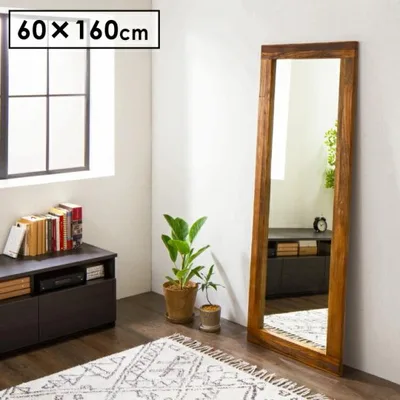 MOSH モッシュ アルミラー 幅60×高さ160cm ミラー アンティーク オールドエルム 古材 ビンテージ加工 木製 アイアン 鏡 代引不可