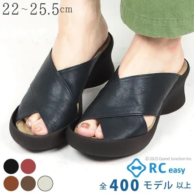リゲッタ カヌー サンダル レディース ミュール ビッグ クロスベルト 厚底 ウェッジソール つっかけ 履きやすい オープントゥ