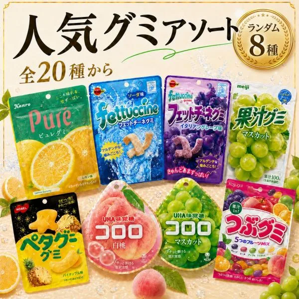 グミ 詰め合わせ 福袋 8種8個 人気 ハードぐみ お菓子 駄菓子 おやつ ポイント利用 爆買