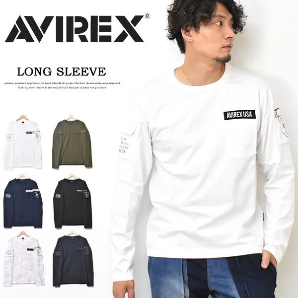 AVIREX アビレックス 長袖 ファティーグTシャツ クルーネック 長袖Tシャツ 胸ポケット メンズ アヴィレックス 送料無料 6113448 783-5930016