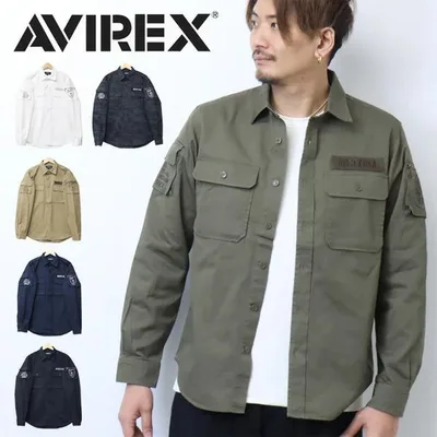 AVIREX アヴィレックス 長袖 ベーシック ファティーグシャツ メンズ トップス 長袖シャツ ポケット 定番 アビレックス 送料無料 783-3920001 783-4920001