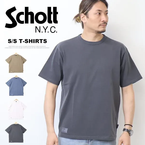Schott ショット ピグメント加工 クルーネック 半袖Tシャツ 半T 無地 メンズ 送料無料 782-5934007
