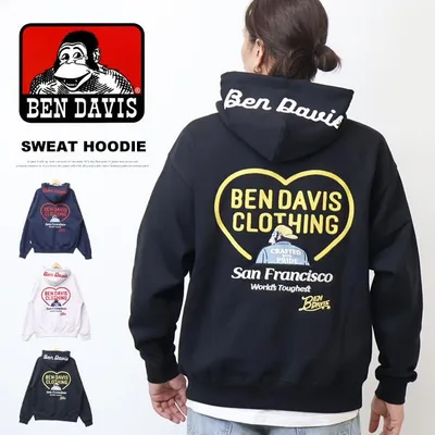 BEN DAVIS ベンデイビス HEARTS ハート スウェットパーカー 裏起毛 メンズ ビッグシルエット プルパーカー フーディ ゴリラ ベンデビ 送料無料 26780052