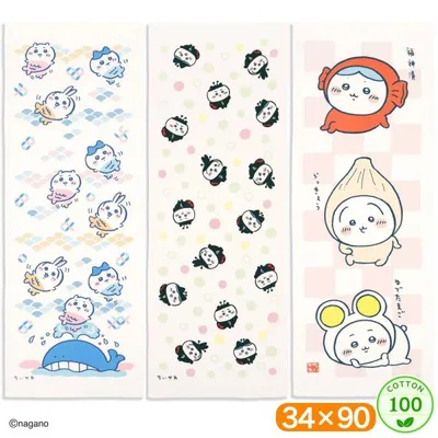 ちいかわ 手ぬぐいタオル 34×90 綿100 タオル フェイスタオル ロングタオル スポーツ 吸水 キャラクター かわいい おしゃれ ギフト