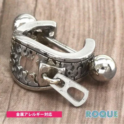 軟骨ピアス ボディピアス 18G 16G 14G ジッパー モチーフ シールド ピアス 刻印入りバーベル 金属アレルギー 対応 つけっぱなし ピアス(1個売り)(オマケ革命)