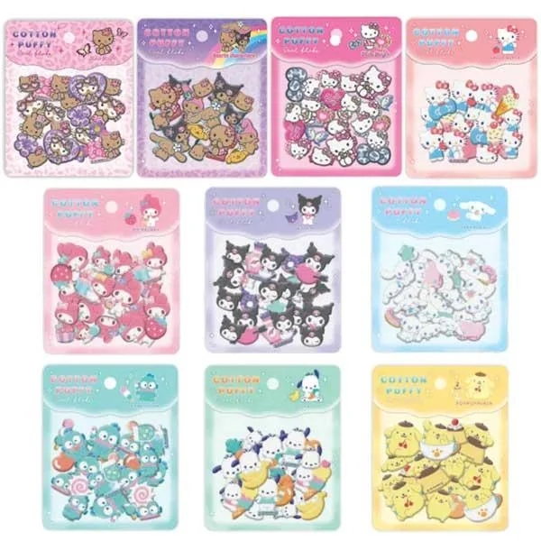 サンリオ COTTON PUFFYシールフレーク コットンパフィーシールフレーク バカンス 日焼け ハローキティ ポムポムプリン シナモロール クロミ クラックス