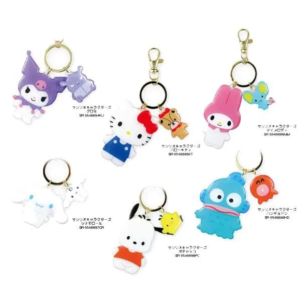 サンリオ ダイカットツインキーホルダー ハローキティ マイメロディ クロミ シナモロール ポチャッコ ハンギョドン ぷっくり加工 ティーズファクトリー