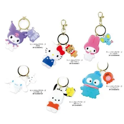 サンリオ ダイカットツインキーホルダー ハローキティ マイメロディ クロミ シナモロール ポチャッコ ハンギョドン ぷっくり加工 ティーズファクトリー