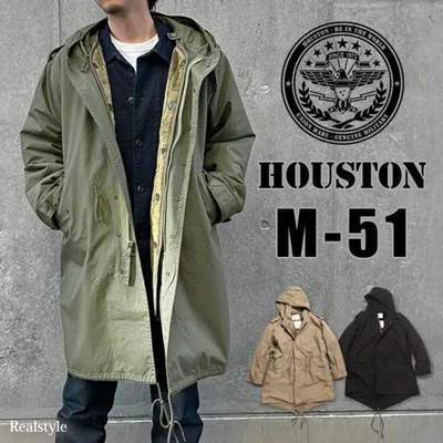ヒューストン HOUSTON モッズコート M-51 パーカ ミリタリーコート メンズ 青島コート 冬 防寒 アウター ジャケット ブランド 大きいサイズ 30代 40代