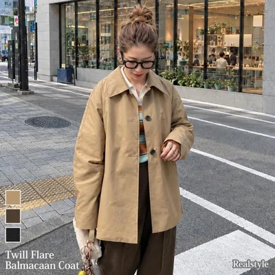 コート レディース 秋 冬 ステンカラー ミドル丈 アウター 羽織り 襟付き おしゃれ ゆったり 裏地付き カジュアル きれいめ 通勤