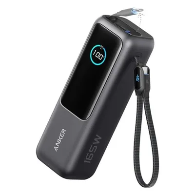 Anker アンカー Power Bank 25000mAh Built-In & 巻取り式USB-Cケーブル モバイルバッテリー ブラック